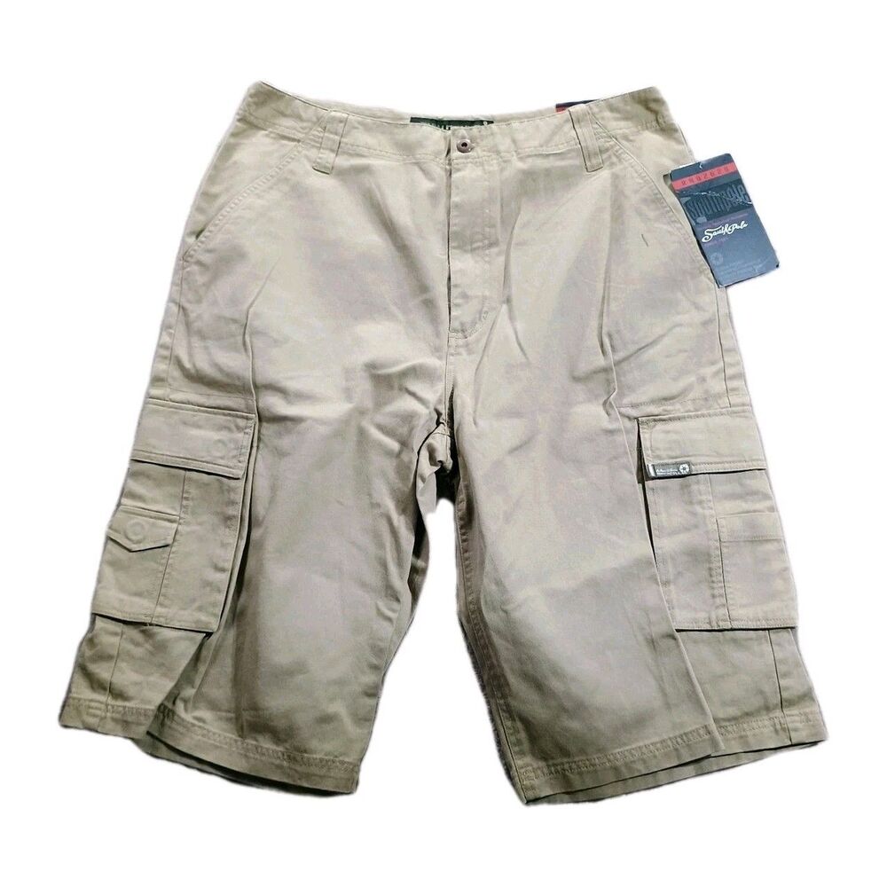 Southpole Men’s Khaki Cargo Shorts Size 36 NWT Classic Fit Multi‑Pocket Work...